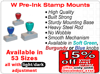 Browse W-Pre Ink Stamp Mounts in 53 Sizes, All with Light/Dark Adjustment Ring